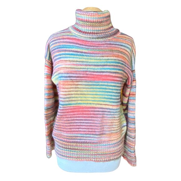 Love Token Holly Space Dye Turtleneck Sweater Sz S Multicolor Coastal Winter - Picture 5 of 13